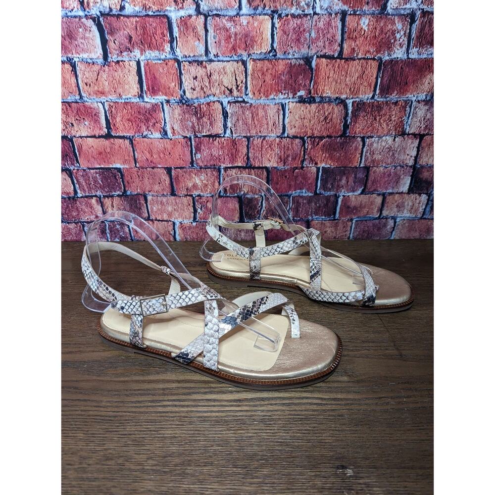 Cole Haan Wilma Strappy Sandals Flats Neutral Beige Black size 8